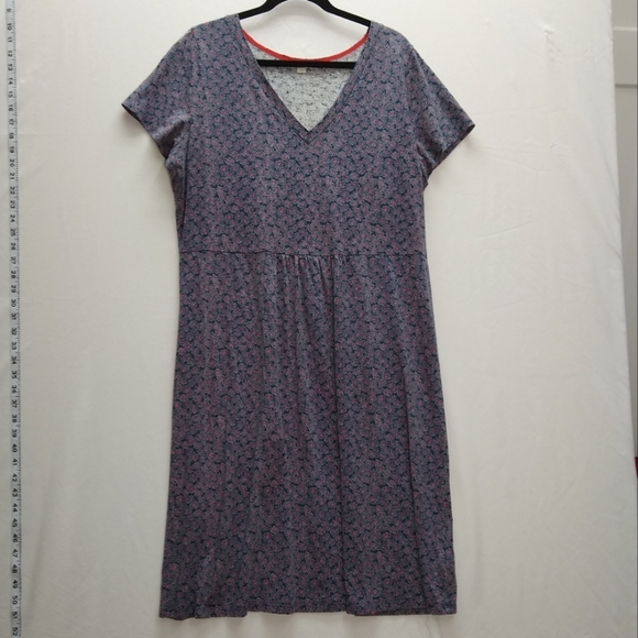 Boden Phoebe Jersey V-Neck Dress Blue With White/Red Print Sz 18 - Picture 8 of 9